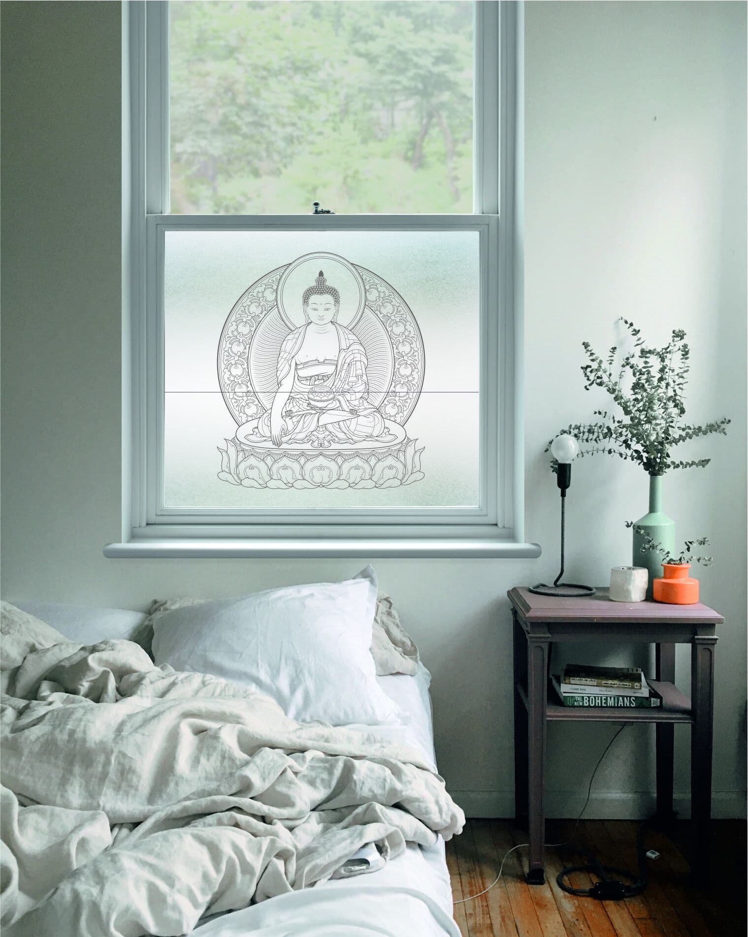Buddah Centerpiece Window Film Design by Purlfrost