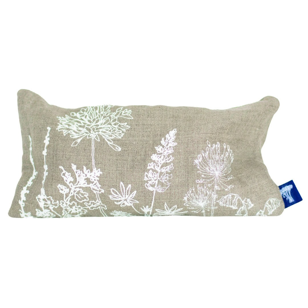 Natural Linen Eye Pillow with Floral Design by Helen Round