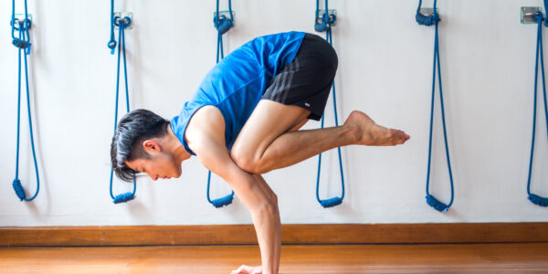 Jeremy Lim - crow pose -man on the mat