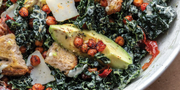 Cavolo Nero Caesar Salad with Smoky Chickpeas