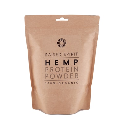 hemp protein XL Win 500g pouch of Raised Spirit's Organic Hemp Protein Powder