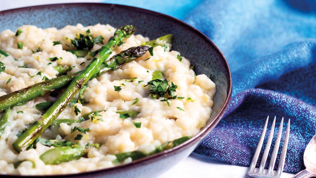 Jerusalem Artichoke and Asparagus Risotto with Gremolata Om Yoga Magazine