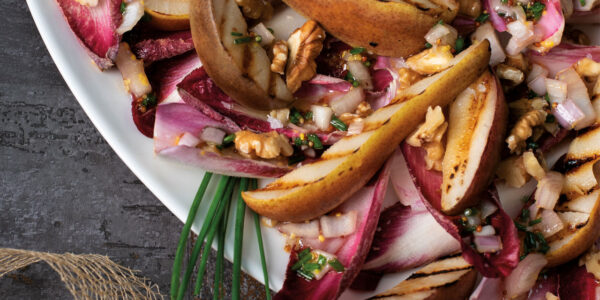 Grilled Pear, Chicory and Walnut Salad