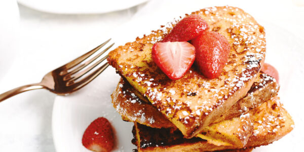 French Toast with Poached Strawberries