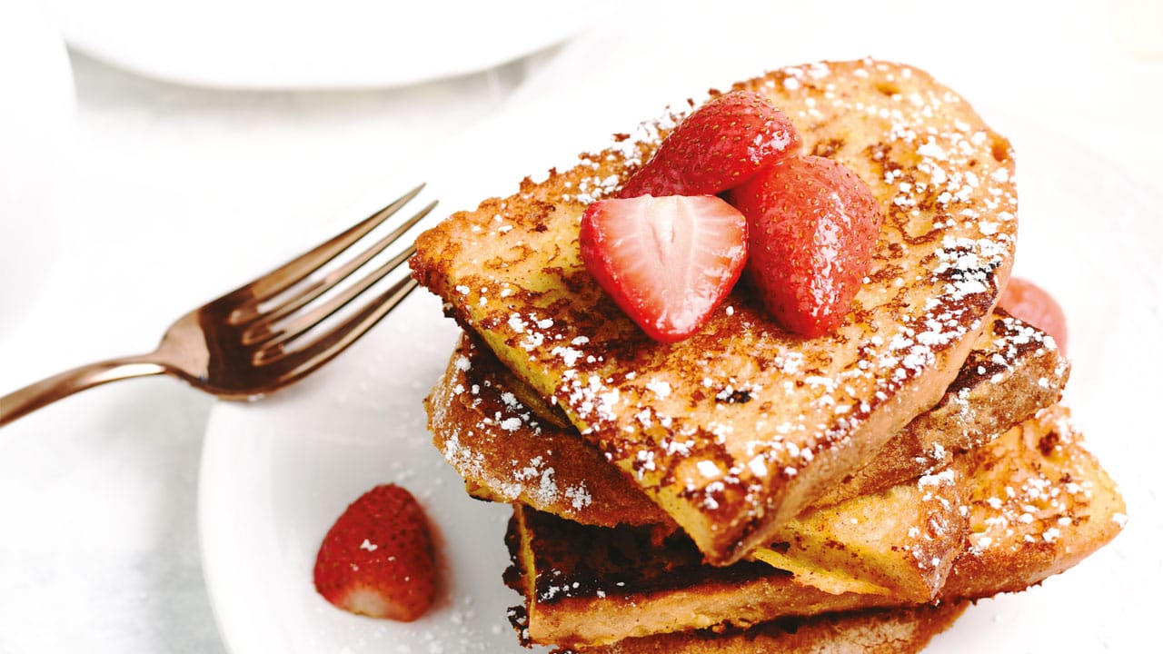 French Toast with Poached Strawberries