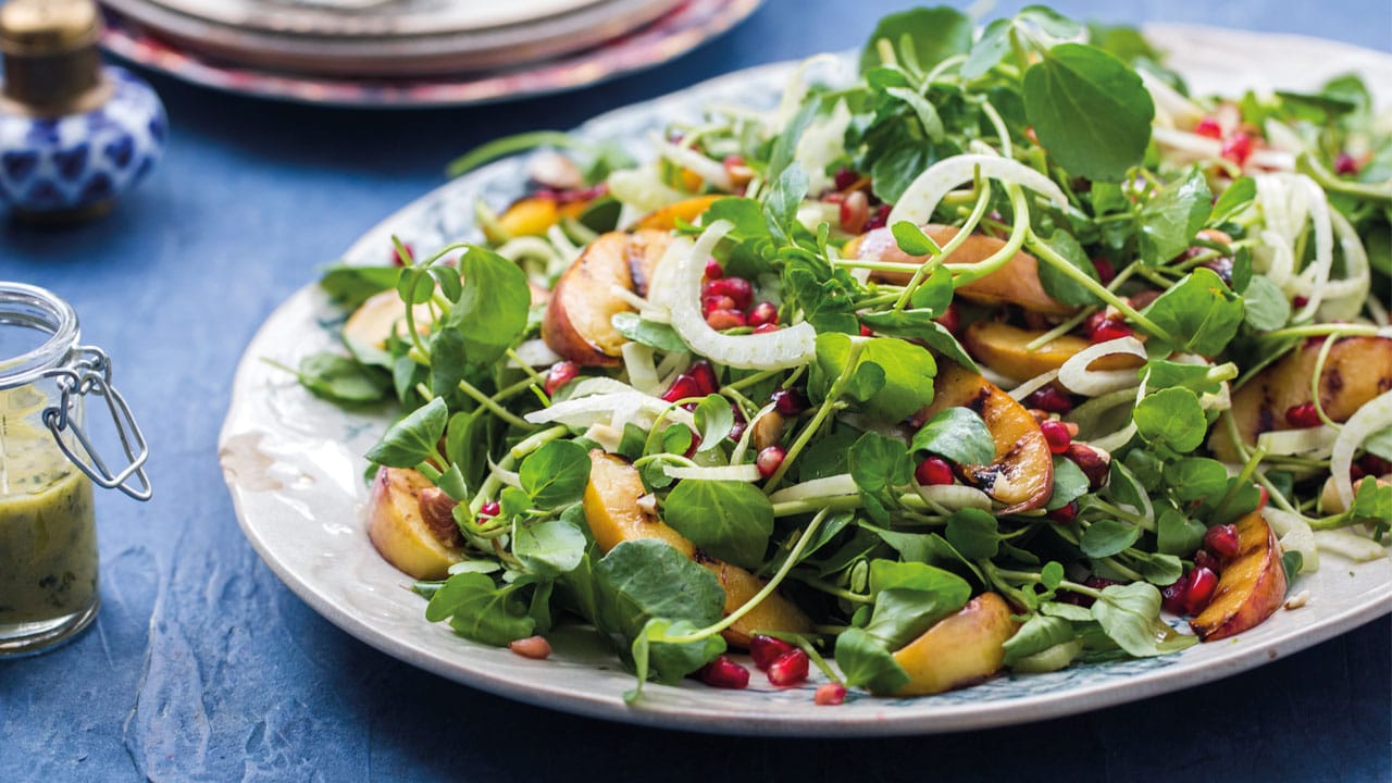 Watercress, Pickled Peach And Fennel Salad