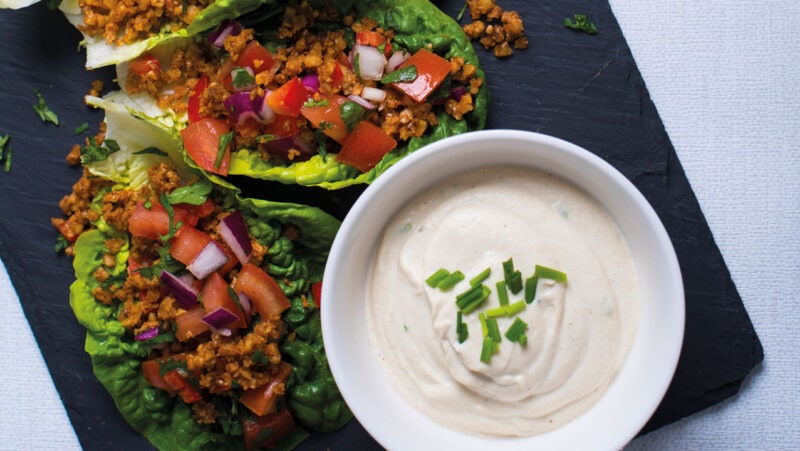 Walnut Tacos with Sour Cream and Salsa