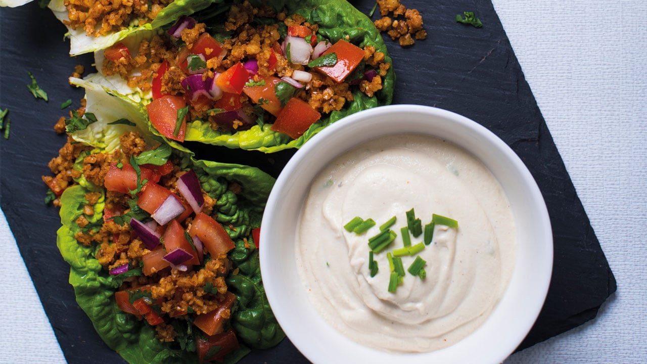 Walnut-Tacos-with-Sour-Cream-and-Salsa Walnut Tacos with Sour Cream and Salsa