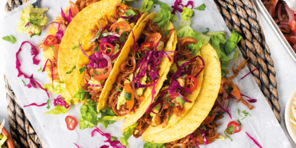 Pulled BBQ King Oyster Mushroom Tacos