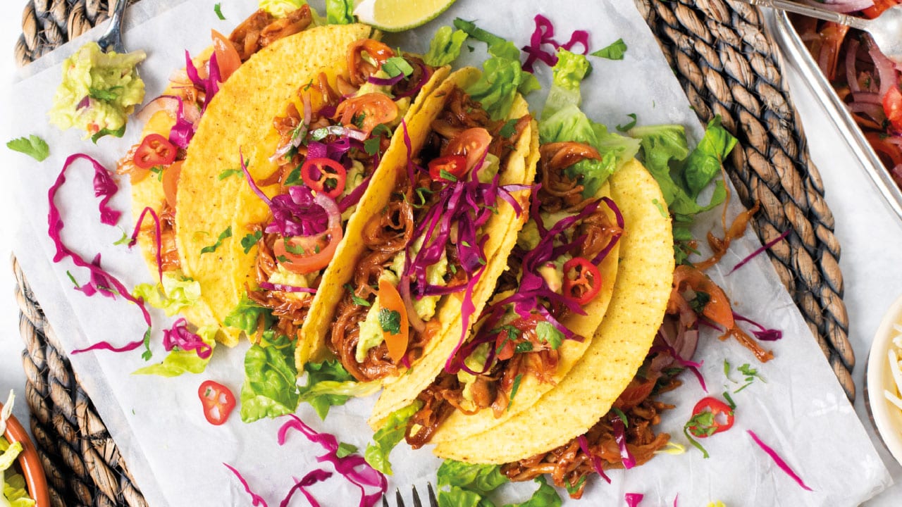 Pulled BBQ King Oyster Mushroom Tacos