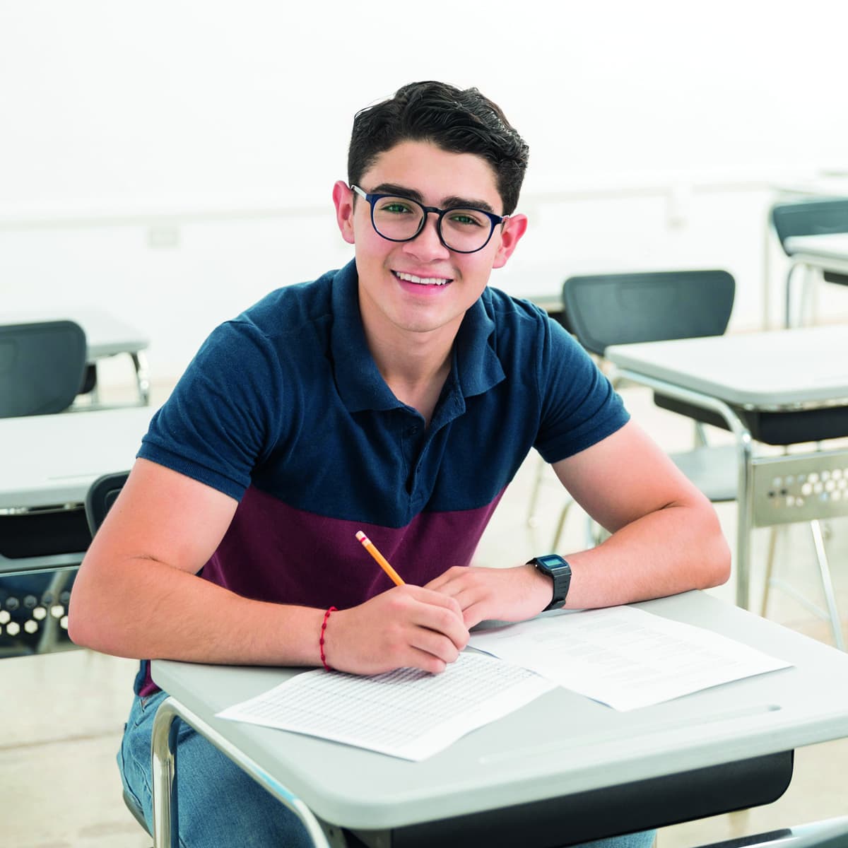 Glasses boy in exam class 1200x1200px
