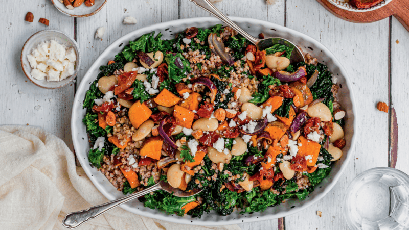 Sweet Potato, Kale and Sun-Dried Tomato Salad