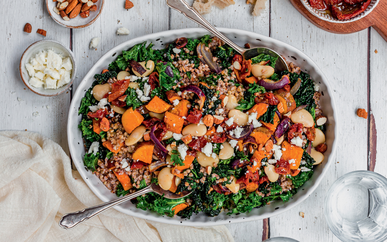 Sweet Potato, Kale and Sun-Dried Tomato Salad