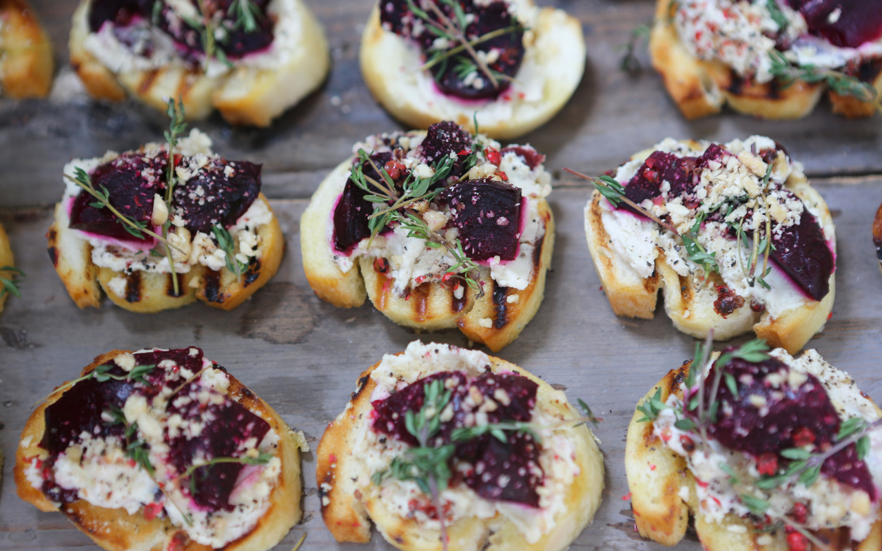 Cashew Cream and Beetroot Crostini