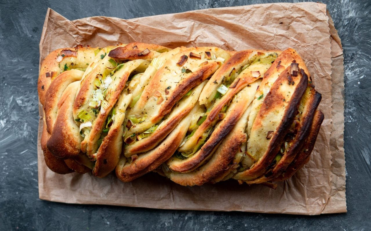 Leek and Garlic Twist Bread