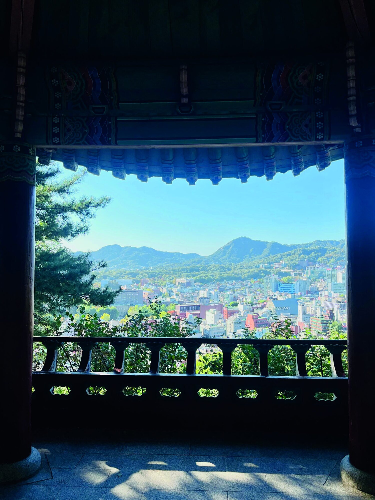 Seoul, South Korea: view of Korean countryside and mountains from lookout point