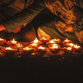 Family hoisting Durga